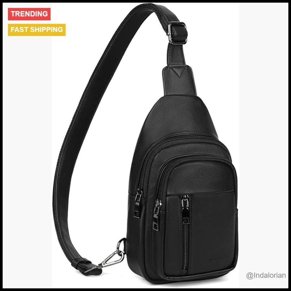 Adjustable Vegan Leather Sling Bag Crossbody Fanny Pack Travel Chic Hands-Free